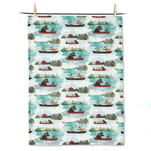 Load image into Gallery viewer, Animals in Canoe Tea Towel