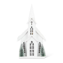 Load image into Gallery viewer, Medium Snowy Tall Church with LED Lights