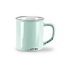 Load image into Gallery viewer, mint enamel mug with black accents