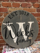Load image into Gallery viewer, Handcrafted Wood- Round Monogram Sign
