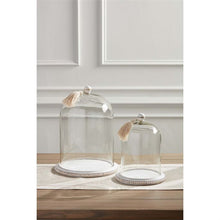 Load image into Gallery viewer, Beaded Wood Cloche Dome - Vintage White