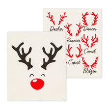 Load image into Gallery viewer, Rudolph and Names Swedish Dishcloths