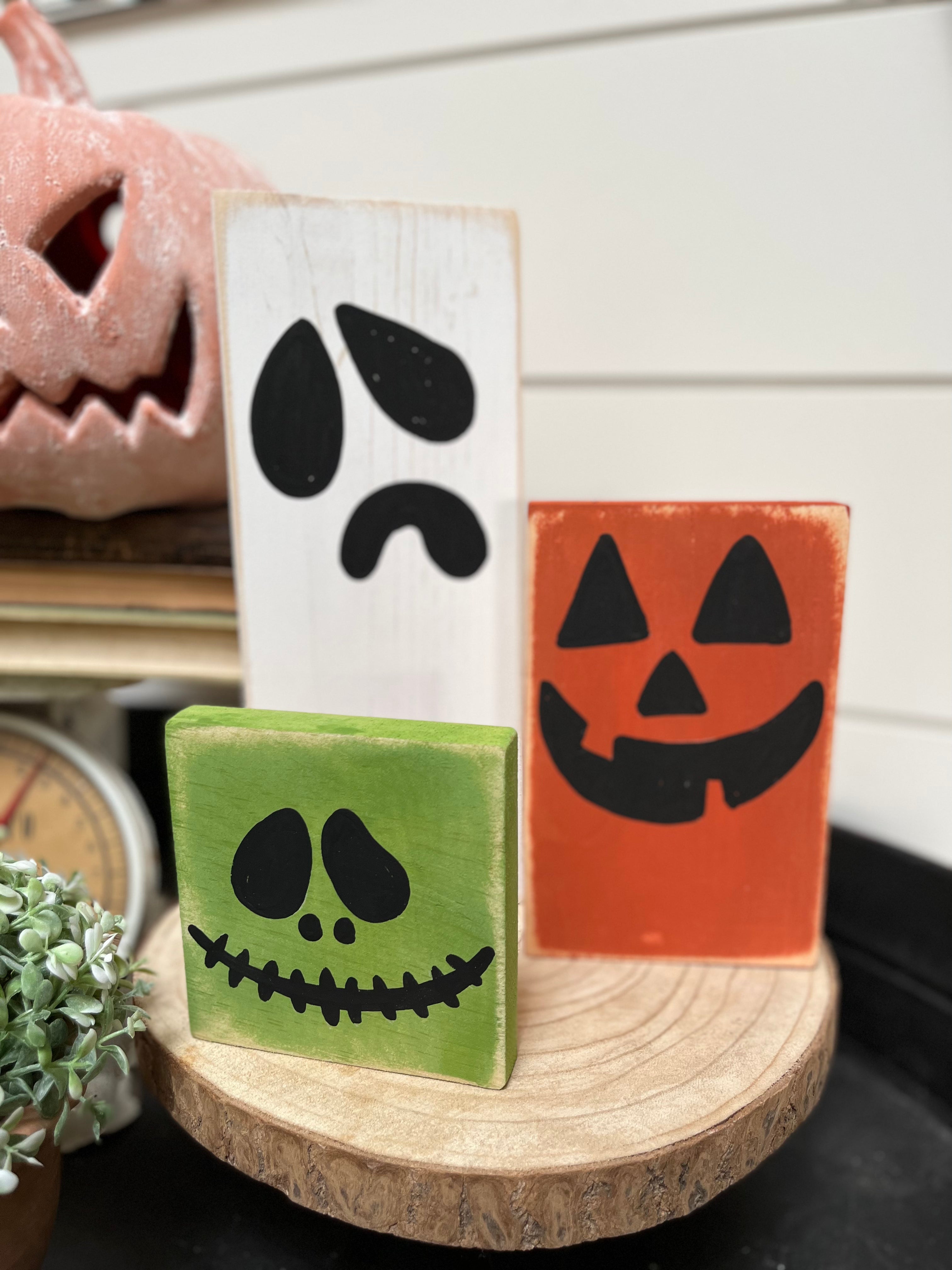 Kids Halloween Words On WoodWhitby