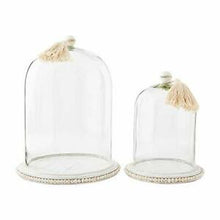 Load image into Gallery viewer, Beaded Wood Cloche Dome - Vintage White