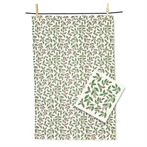Holly Dishcloth and Tea Towel Set
