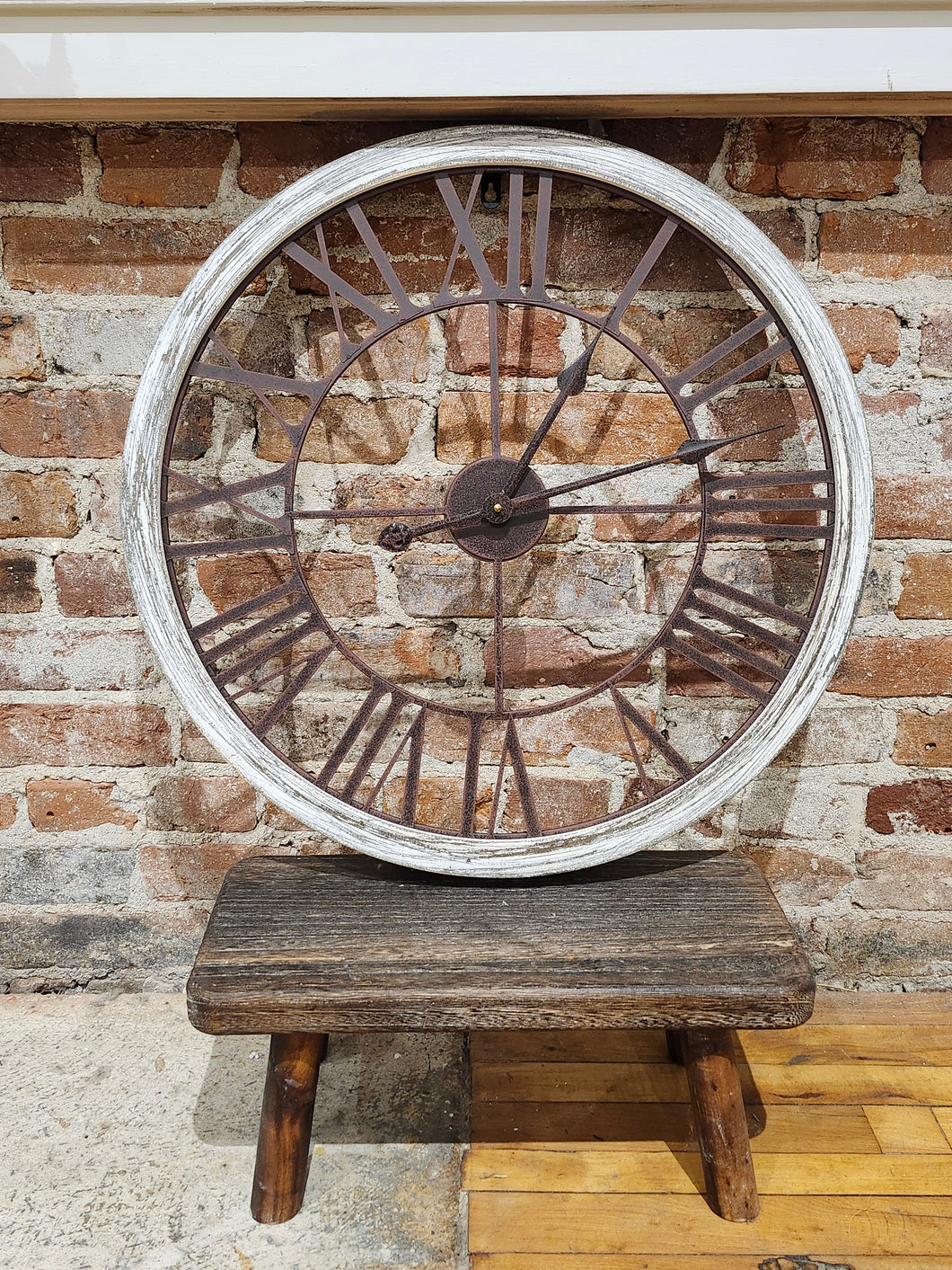 Grey Wash Wooden Clock