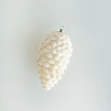 Load image into Gallery viewer, White Pinecone Glass Ornament
