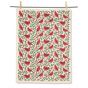 Cardinal and Holly Tea Towel