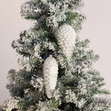 Load image into Gallery viewer, White Pinecone Glass Ornament
