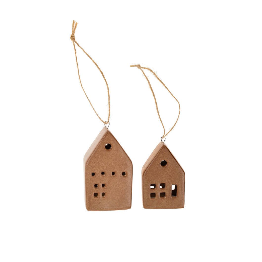 Brown Ceramic House Ornament