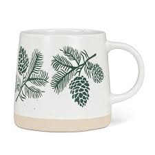 Wide base mug with Pinecones