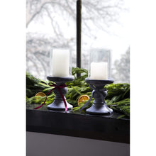 Load image into Gallery viewer, Hurricane Lantern on Distressed Black Base
