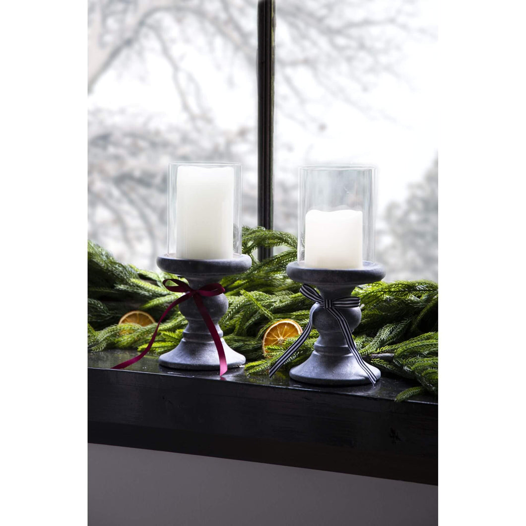 Hurricane Lantern on Distressed Black Base