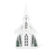 Load image into Gallery viewer, Medium Snowy Tall Church with LED Lights
