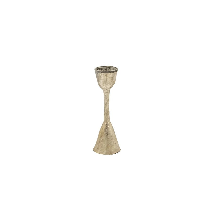 Hand-Forged Metal Taper Holder - Antique Silver Finish
