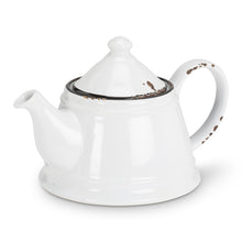 Load image into Gallery viewer, white enamel teapot
