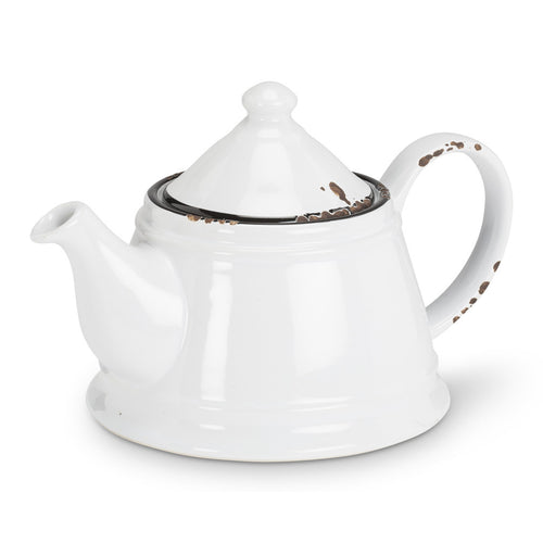 white enamel teapot