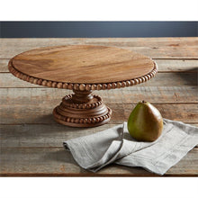 Load image into Gallery viewer, Beaded Wood Pedestal Tray - wood
