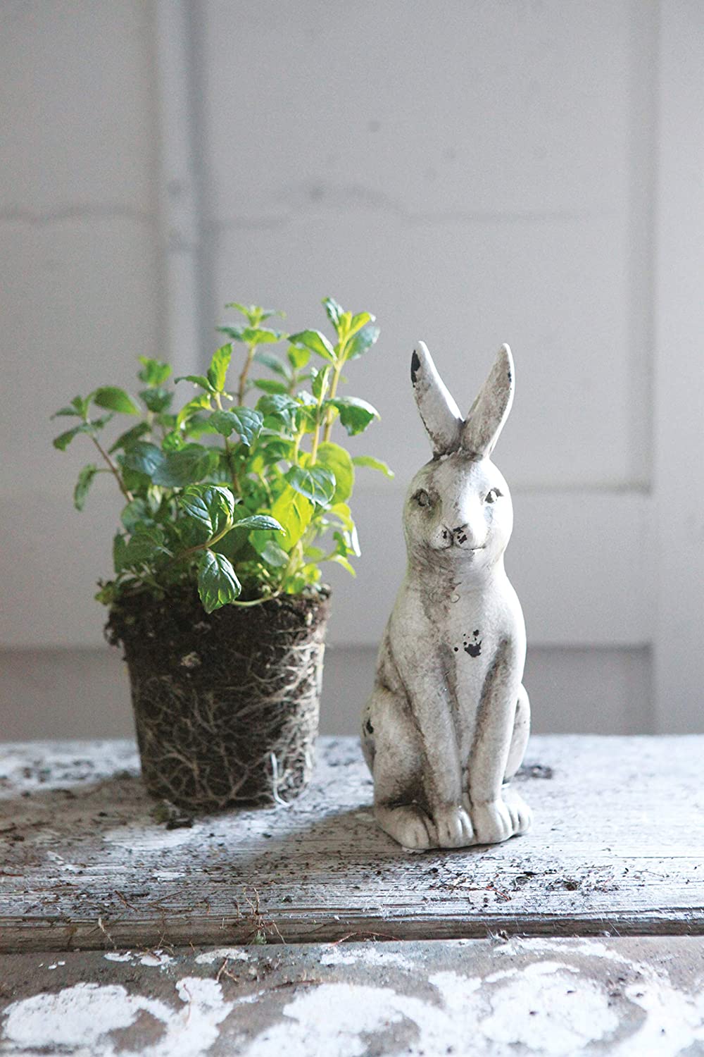 Distressed Ceramic Rabbit – Words On Wood-Whitby