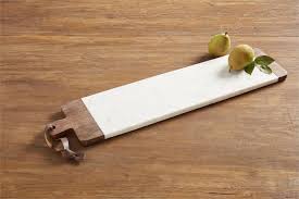 Marble serving board with wood accent