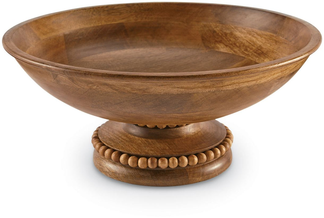 Beaded Wood Pedestal Bowl- Stained