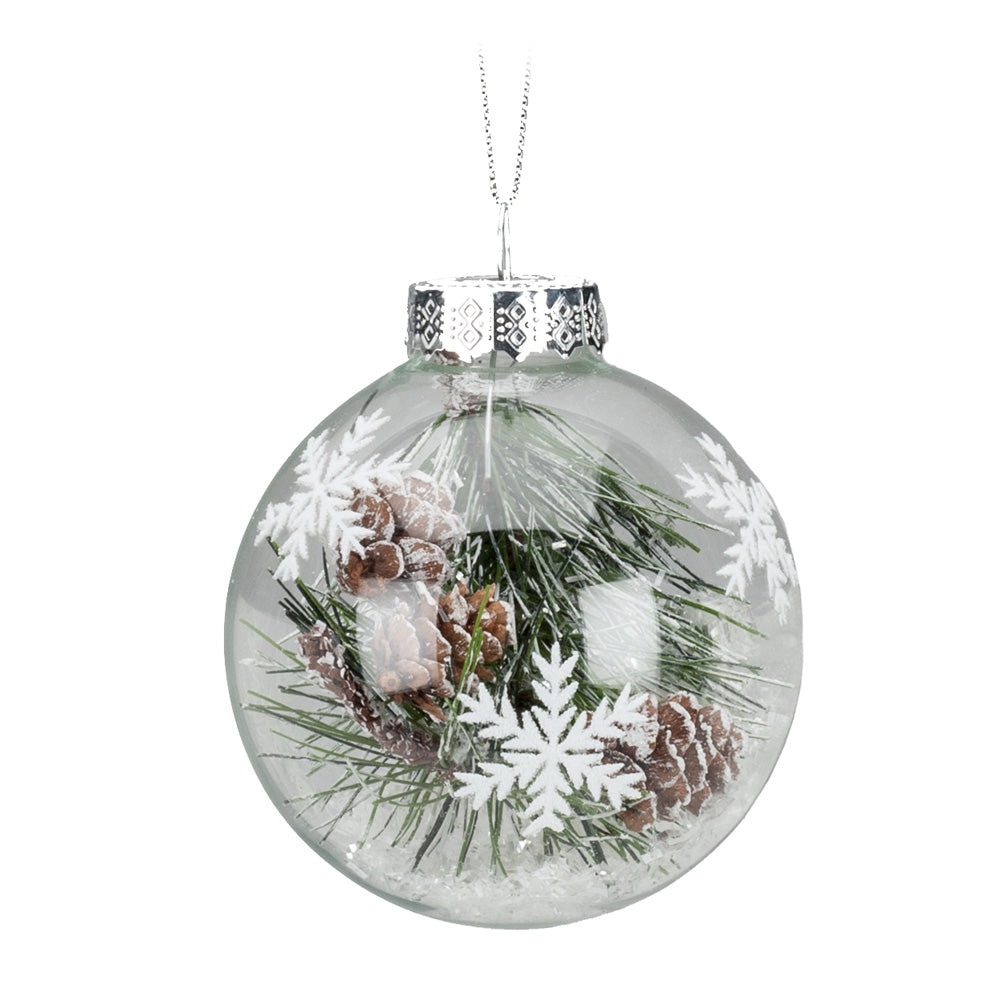 Pine Bough and Snow Ornament