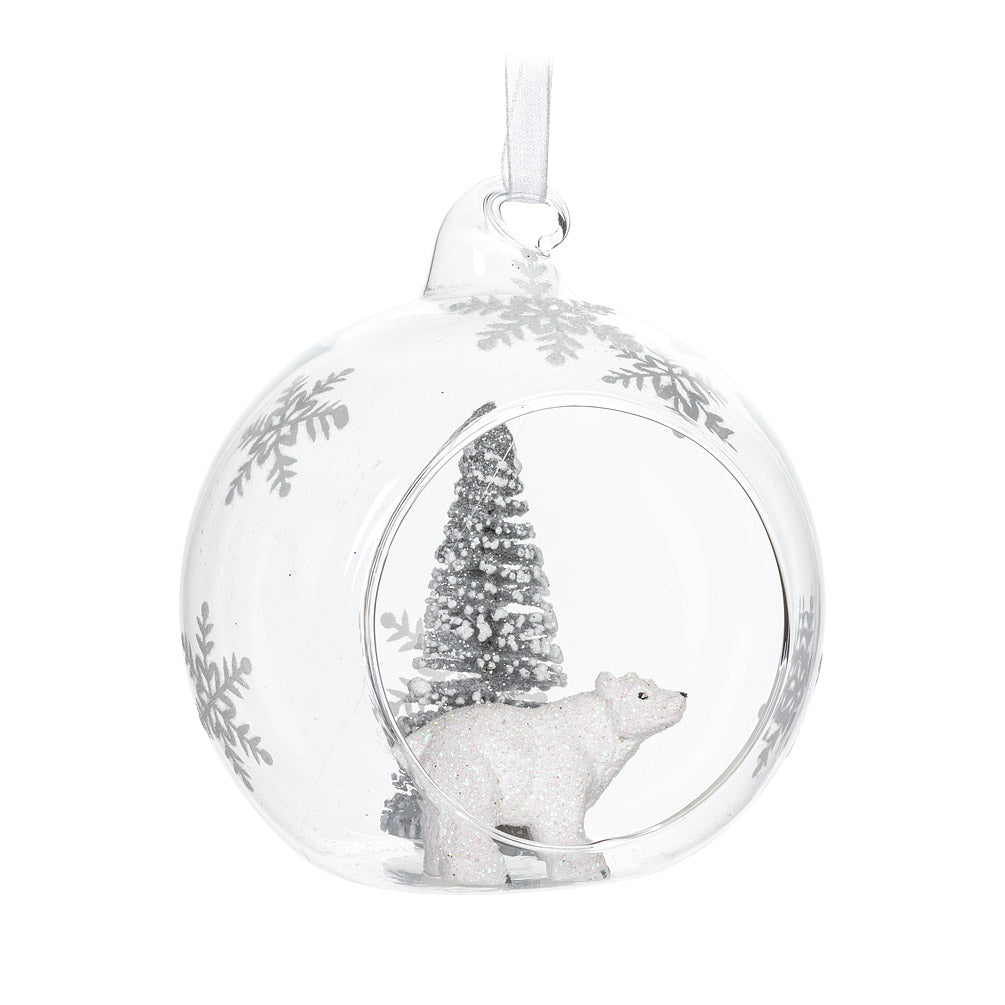 Polar Bear and Tree Open Ball Ornament