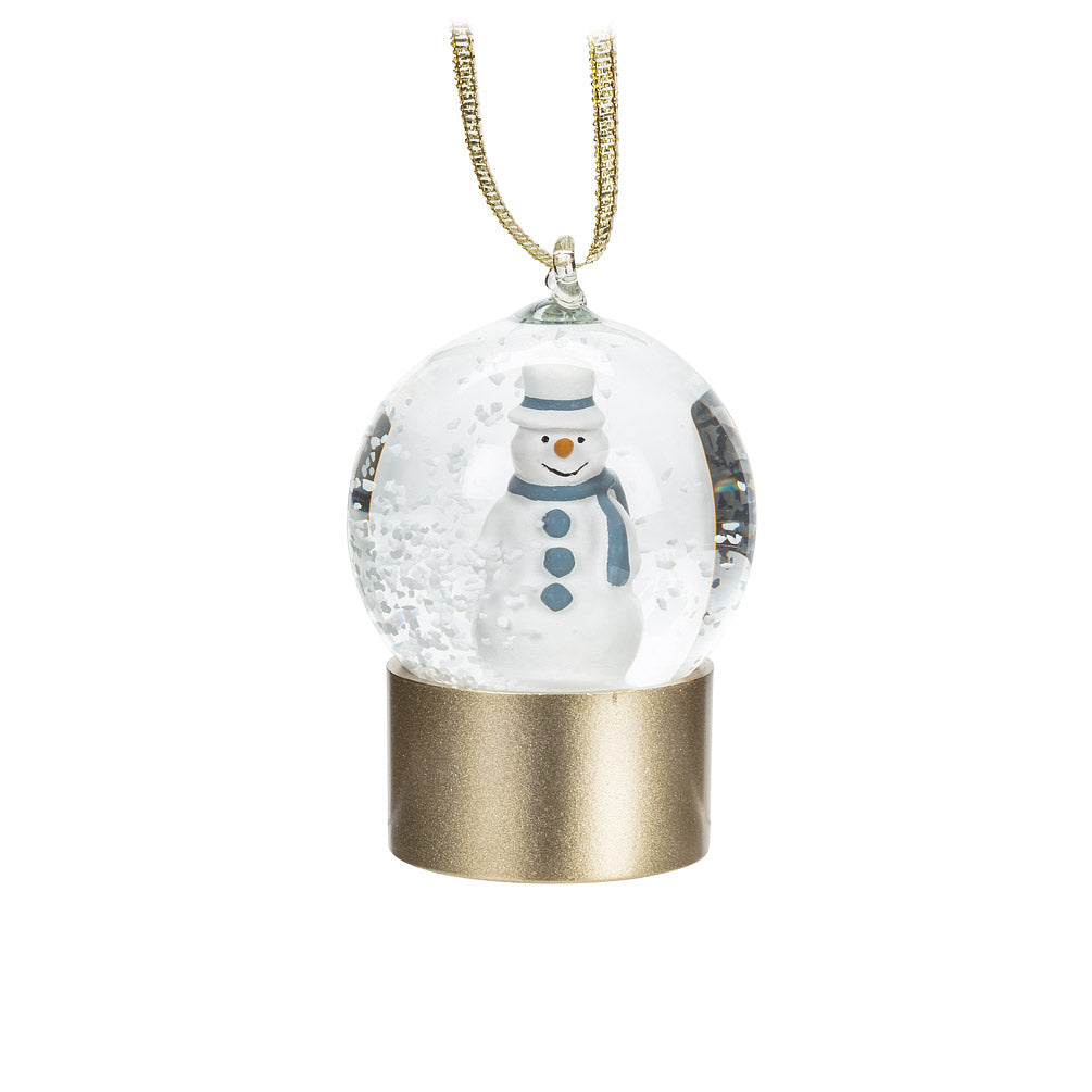 Small Snowman Snow Globe Gold Bottom Ornament