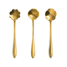 Load image into Gallery viewer, Gold Flower Spoons Set
