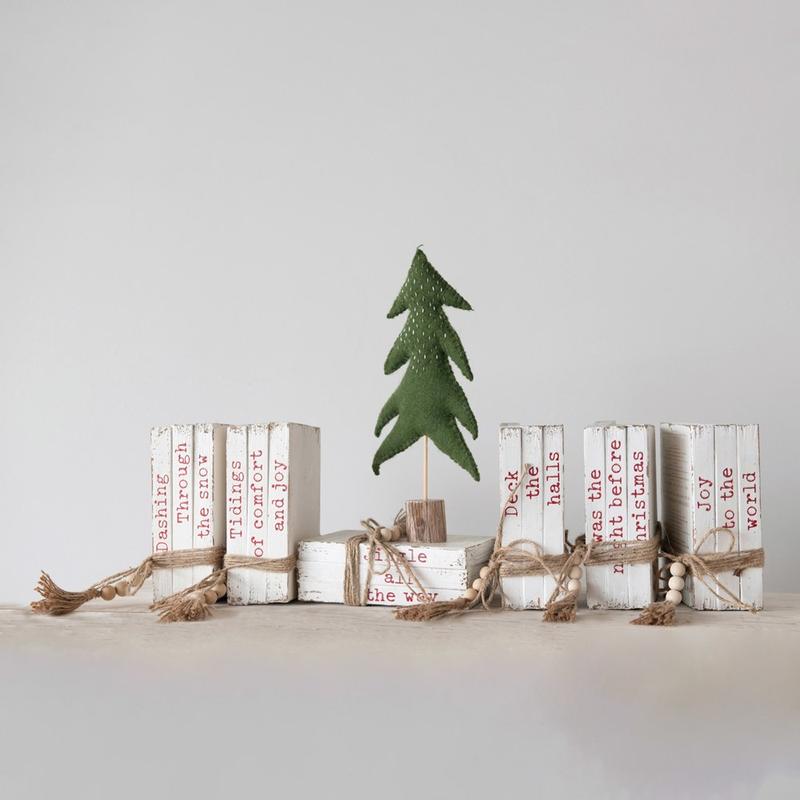 Wood Block Faux Books with Holiday Sayings