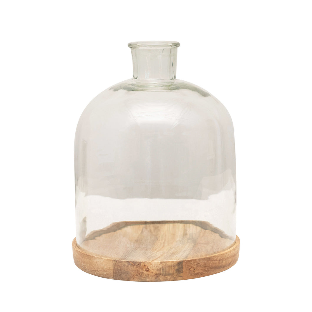 Glass Cloche with wood base